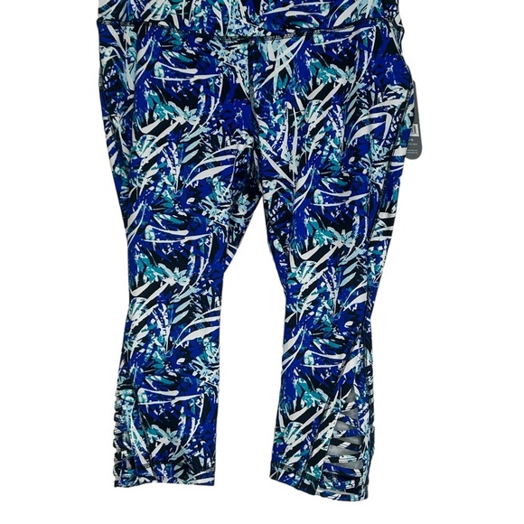 Exertek Leggings Cropped Petite XL Blue White Patterned Stretch NEW - Picture 6 of 16